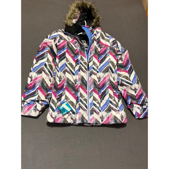 Ride Malibu Girls Youth Medium Snowboard Jacket Chevron Print - New With Tags - Picture 1 of 9